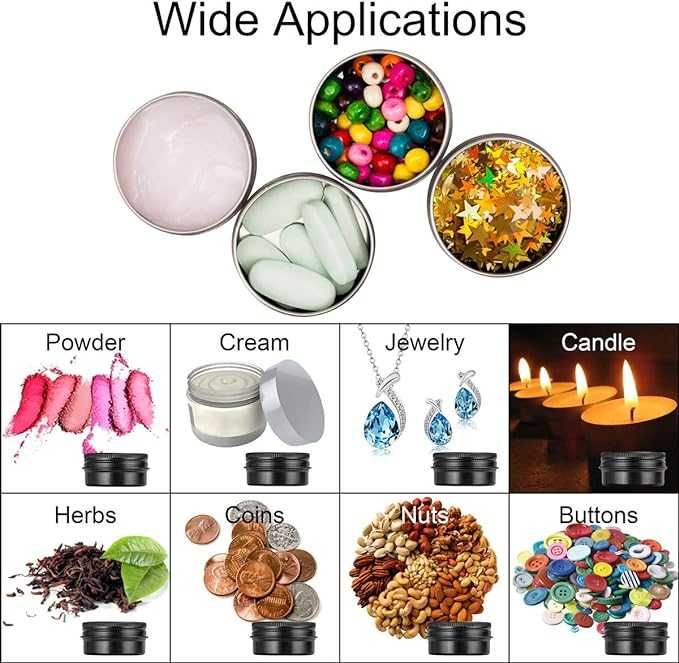 Pojemniczki Kosmetyczne MELLIEX 20Szt Aluminiowe z Zakrętkami Etykiety