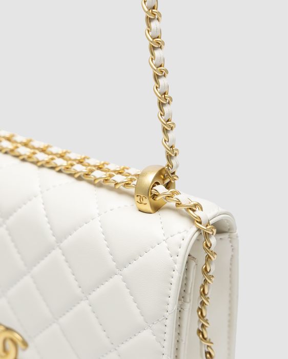 Сумка Chanel Calfskin Quilted Perfect Fit Wallet On Chain Cream/Gold