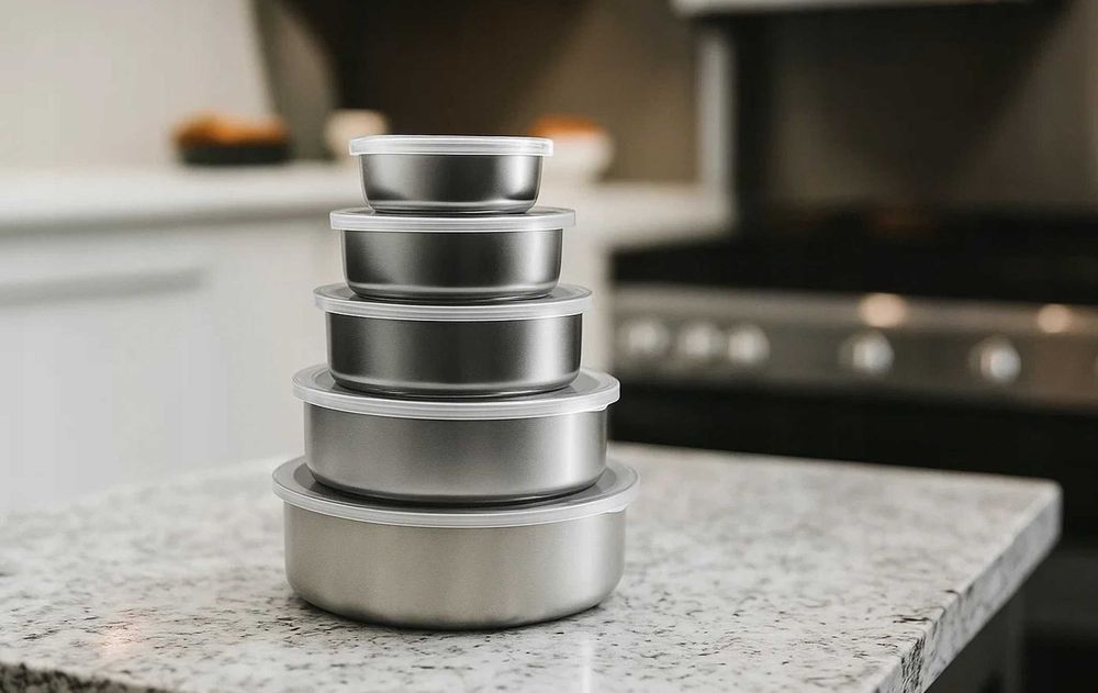 5x miska kuchenna stal nierdzewna z pokrywkami zestaw