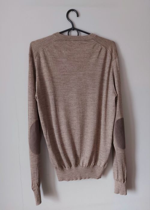 Wełniany beżowy toupe sweter Hackett 100% wełna merino wool