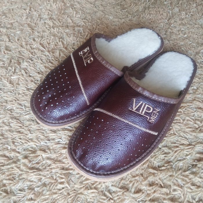 Шкіряні Тапочки на Овчині Утеплені (36-46р) / Жіночі, чоловічі