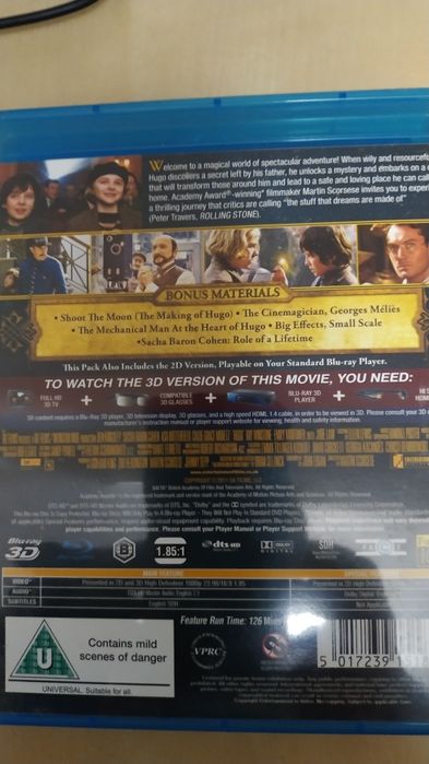 Hugo 2D/3D Blu-ray (Edição UK)