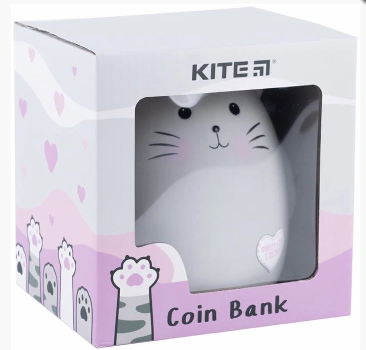 Скарбничка Kite Grey Cat копілка копилка кайт кіт киця кошка пушин