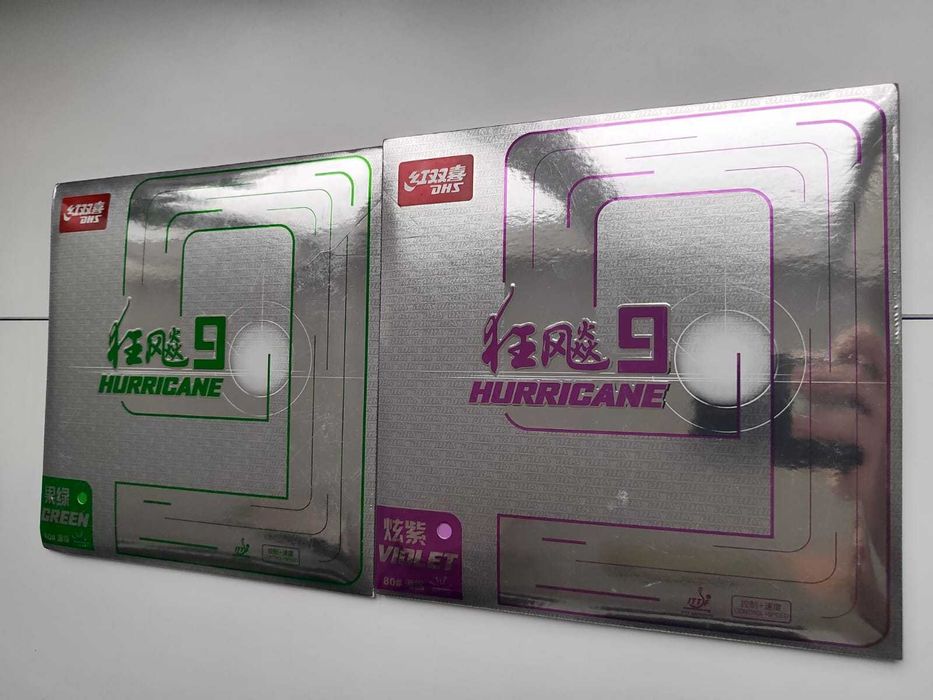 Накладка DHS Hurricane 9 Color | Зелена та Фіолетова | 37° 2.1 мм Нова