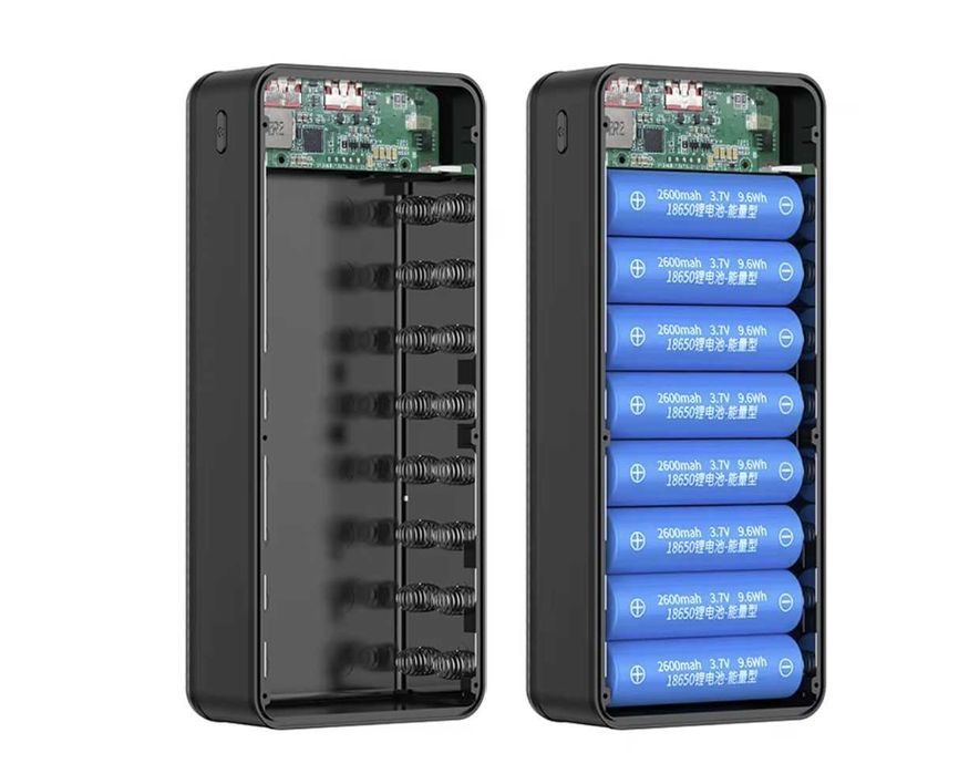 Корпус повербанку 22,5Вт з потужним ліхтарем на 16 акумуляторів 18650
