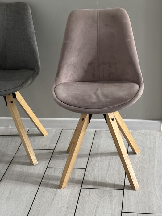 Krzesla 6 sztuk szare różowe skamdynawskie