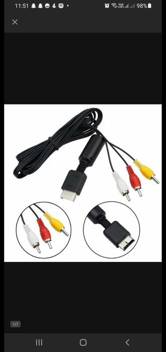 Kabel AV 3x CHINCH DO konsoliI SONY PS2/PS3