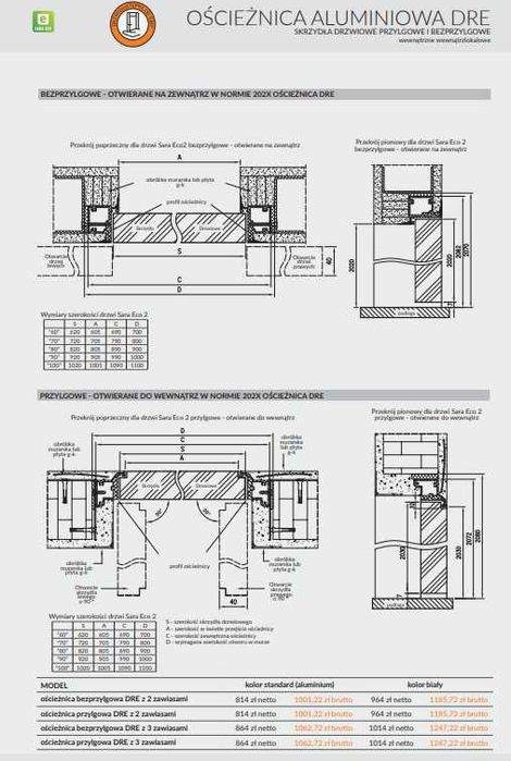 Ościeżnica do drzwi ukrytych SARA ECO DRE - Dostępna od ręki!