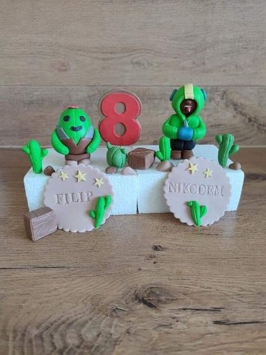 Postacie z gry Brawl Stars z masy cukrowej dekoracje na tort