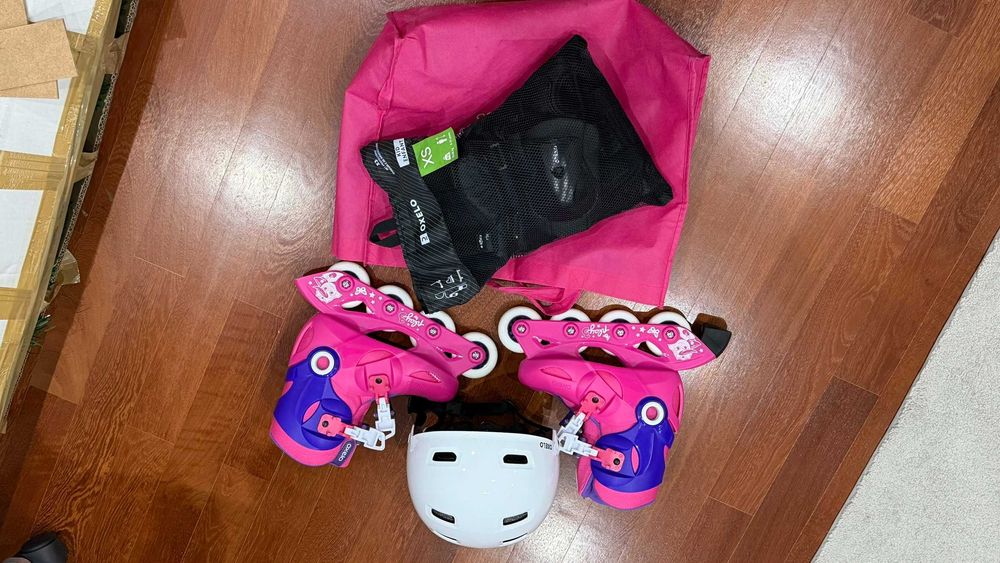 Conjunto - Patins em linha, capacete + proteções