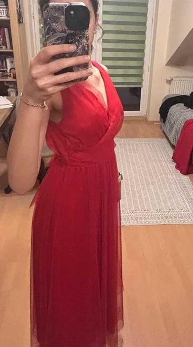 Sukienka balowa czerwona 36 lub S stan bdb