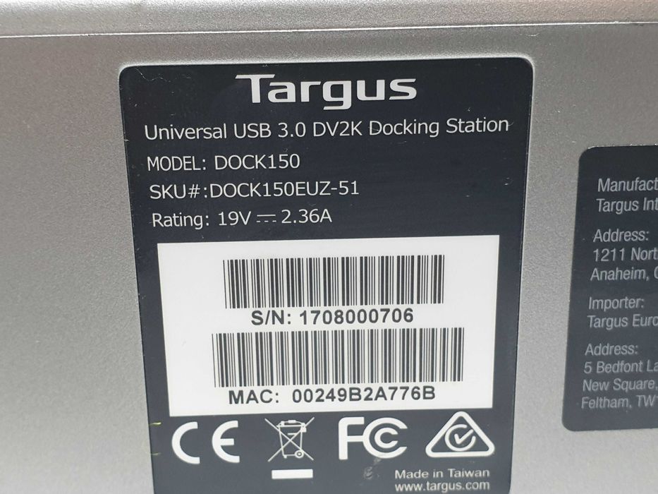 док станція Targus  Dock 150 USB 3.0 DV2K +блок живлення