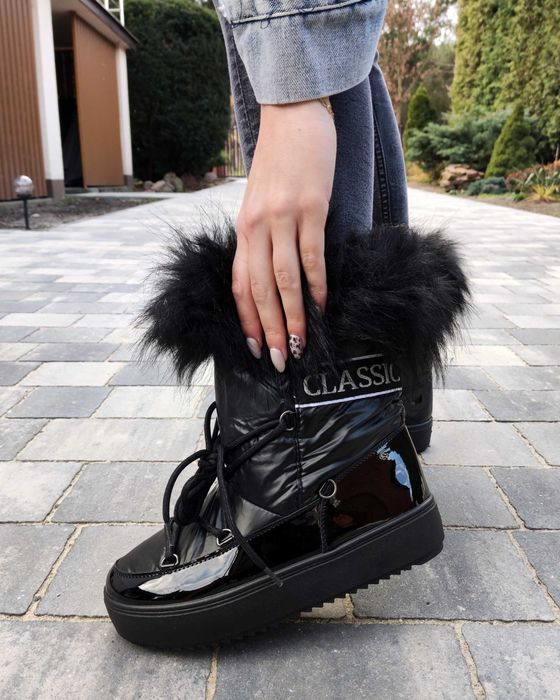 BEŻOWE śniegowce Z FUTERKIEM ocieplane CIEPŁE moon  36-41