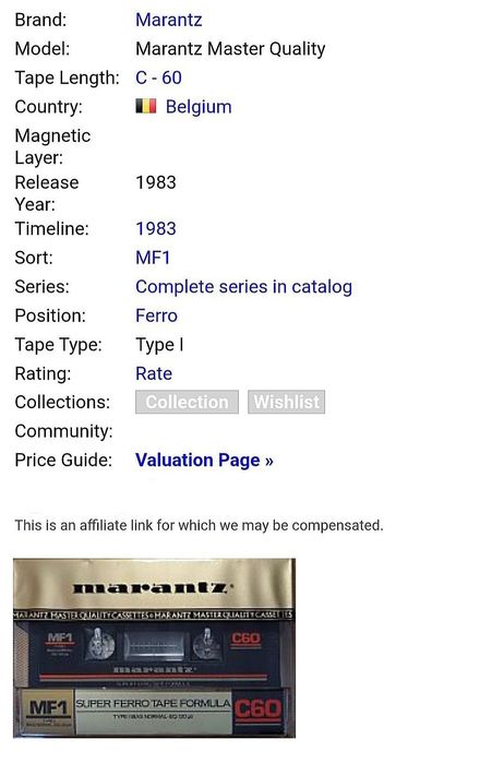 Kaseta MARANTZ MF 1 C 60  _1983 r. Stan kolekcjonerski
