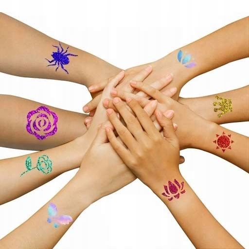 Duży Zestaw Do Robienia Tatuaży Szablony Tatuaże Brokatowe Zmywalne Br