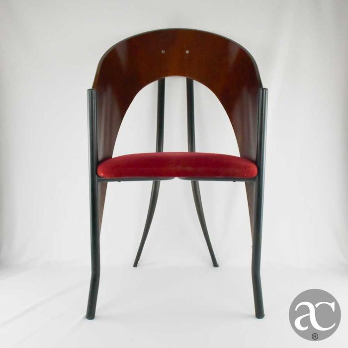 Conjunto de 3 cadeiras estilo Art Déco, em madeira, tecido e metal