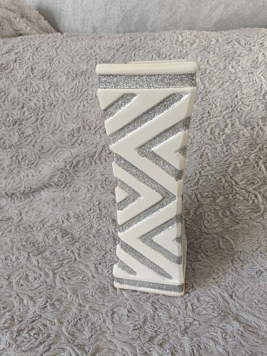 Flakon / wazon biało srebrny