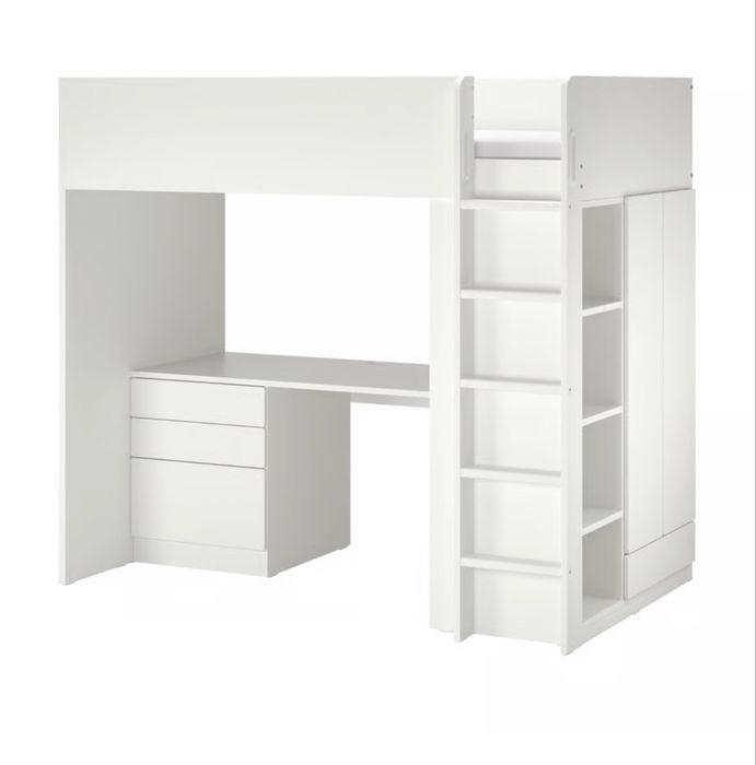 SMÅSTAD Cama alta, branco, 90x200 cm