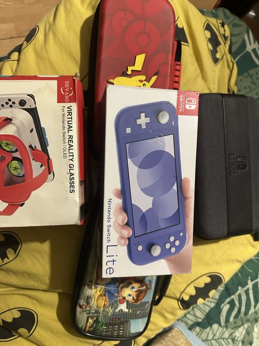 Bogaty zestaw Nintendo Switch pikachu mario vr okulary + etui