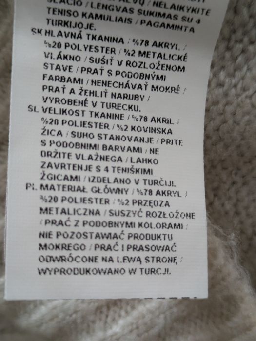 Sweter, półgolf, kremowy, złote gwiazdki. Trendyol. Rozmiar S
