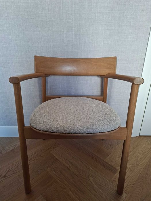 Krzesło drewniane TAMO ELIPSA SOFT Natur Oak / Boucle Sand - JAK NOWE