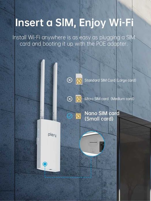 НОВИНКА Потужний вуличний 3G/4G Wi-Fi6 роутер Plery SIM POE LAN Type-C