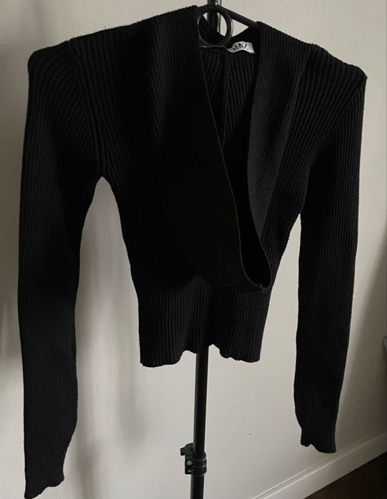 Sweter czarny z kapturem i długim rękawem,Zara