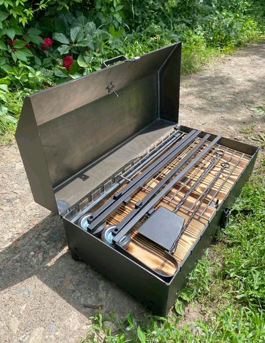 Мангал Grill усиленный.  На 12 шампуров Розкладний стаціонарний мангал
