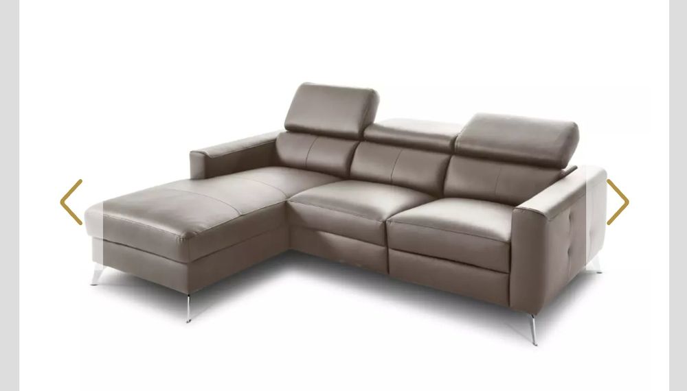 Narożnik skórzany z funkcją relax szary/siwy skóra