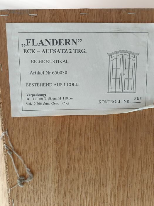 Dębowy kredens / witryna narożna FLANDERN – Eiche Rustikal
