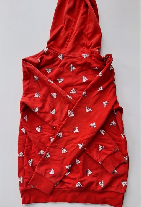 Czerwona bluza z kapturem Adidas 164