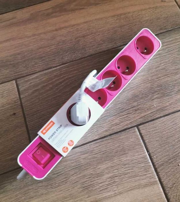 Listwa zasilająca Hykker różowo biała