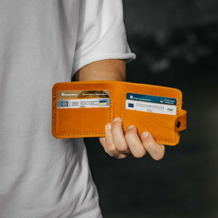 Чоловічий гаманець шкіряний Beefold рудий