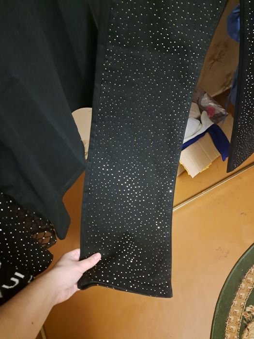 Прямі джинси зі стразами чорні Турція +Подарунок