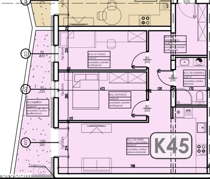 Mieszkanie 59,63 m² - 3 pokoje - balkon - garaż - Widok 2