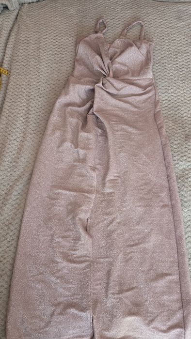 Sukienka długa błyszcząca Liliowa różowa M 38 wesele impreza