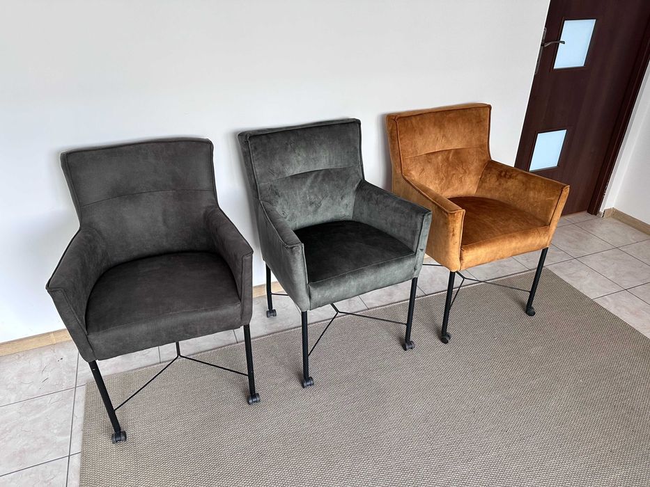 Loftowe Wygodne Krzesła Na Kółkach Skandynawskie Oryginalne 3 szt