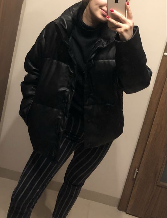 Ciepła kurtka ze sztucznej skóry 34 xs Stradivarius back to school