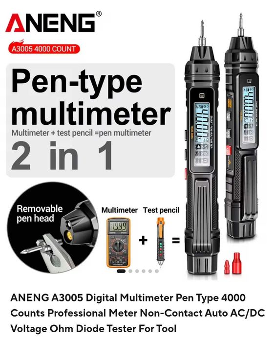 Новый цифровой мультиметр-ручка ANENG A3005 Smart Pen + Комплект + батарейки Varta