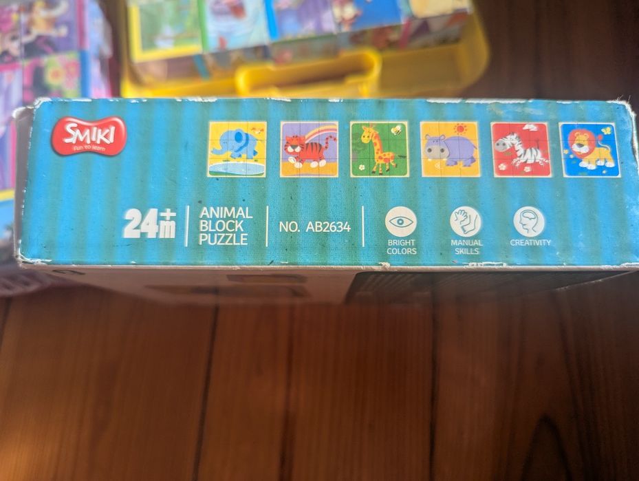 Klocki drewniane puzzle 3 zestawy