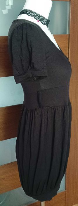 Czarna mini sukienka tunika odcinana pod biustem ciążowa? krótka basic