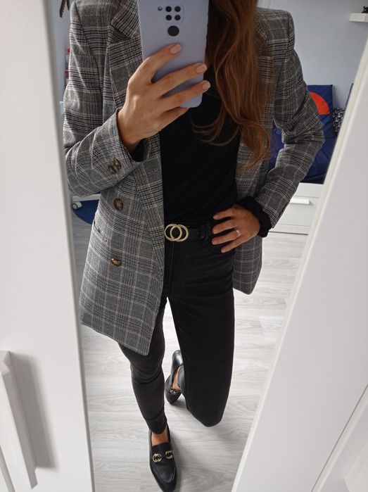 Marynarka w kratę H&M r. XS 34 szara