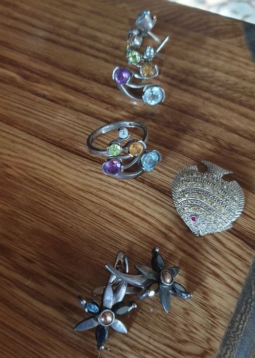 Комплект серебро натуральные камни