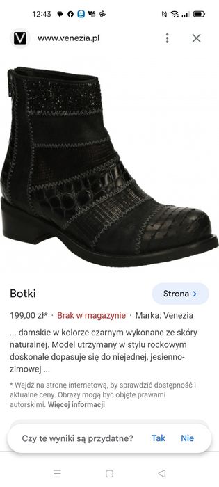 Kozaki Włoskie Venezia 36 wkładka 24 cm skórzane