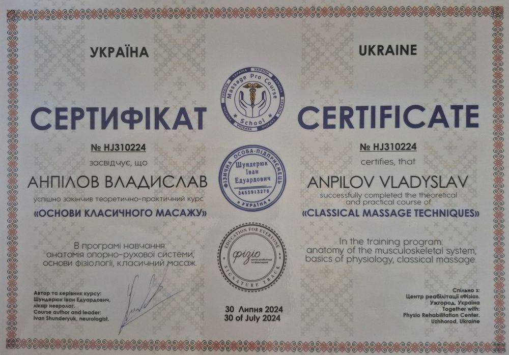 Професійний класичний масаж з виїздом по Ужгороду
