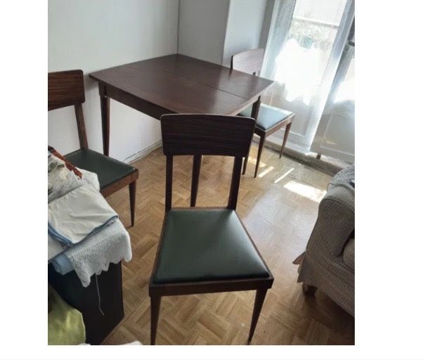Mesa madeira + 4 cadeiras madeira mid century