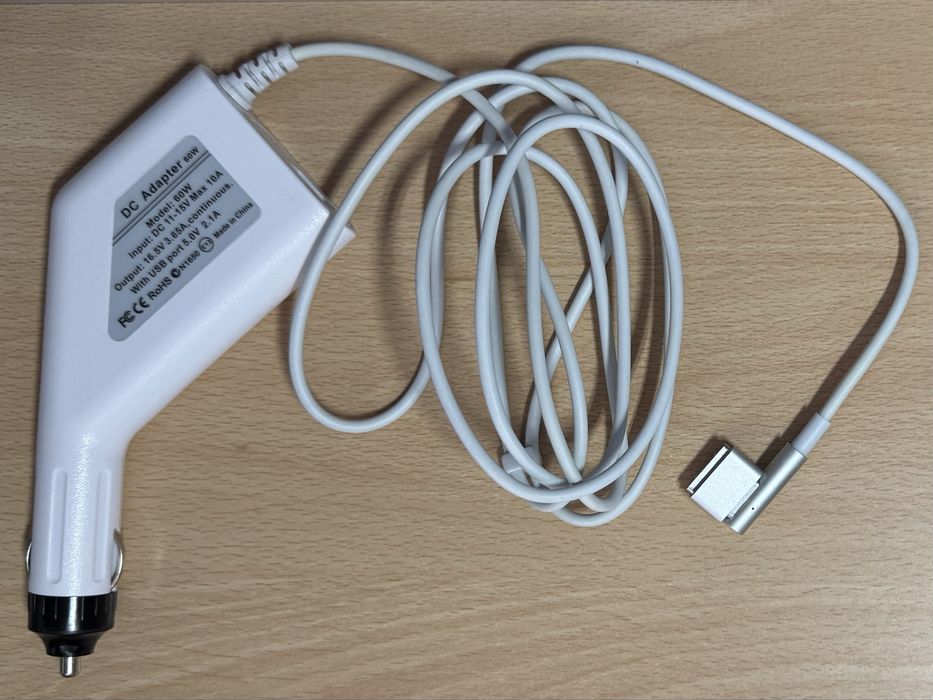 Carregador de isqueiro 60W para MacBook MagSafe + USB