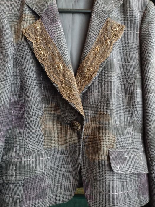 żakiet damski r.44 odcienie fioletu brązu