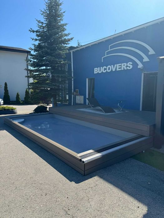 Mobilny taras / zadaszenie basenowe / konstrukcja ogrodowa