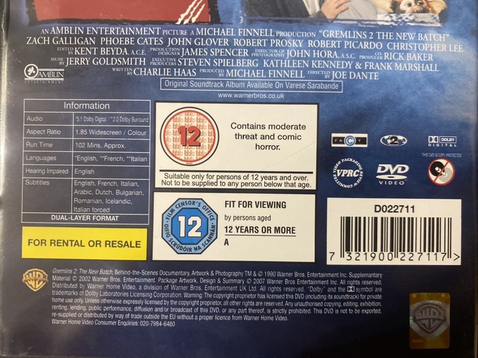 DVD Set Gremelins Collection 1 e 2